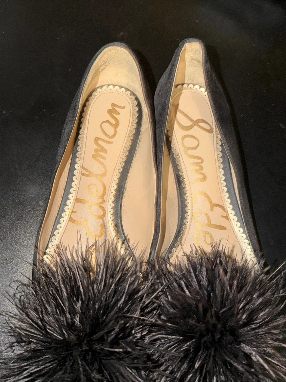 Sam Edelman Black Feather Hazel Pointed Toe Flats Size 7